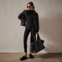 Side Stripe Puffer Jacket in Black/Black | James Perse Los Angeles