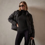 Side Stripe Puffer Jacket in Black/Black | James Perse Los Angeles