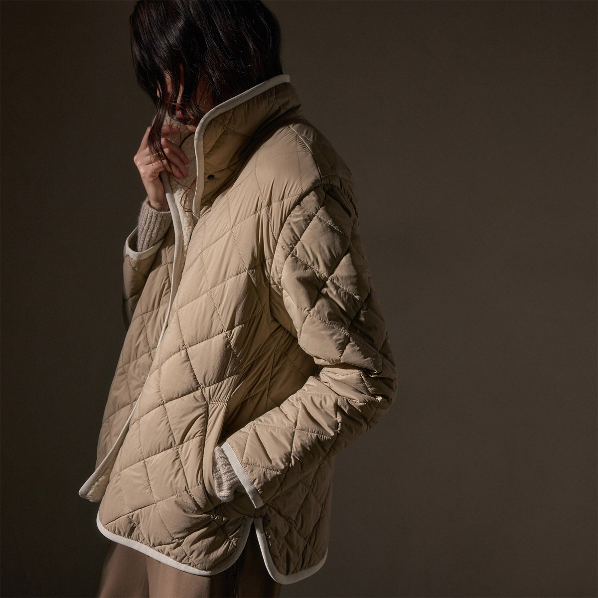 Sherpa Lined Insulated Snap Front Jacket  in Light Tan/Natural | James Perse Los Angeles