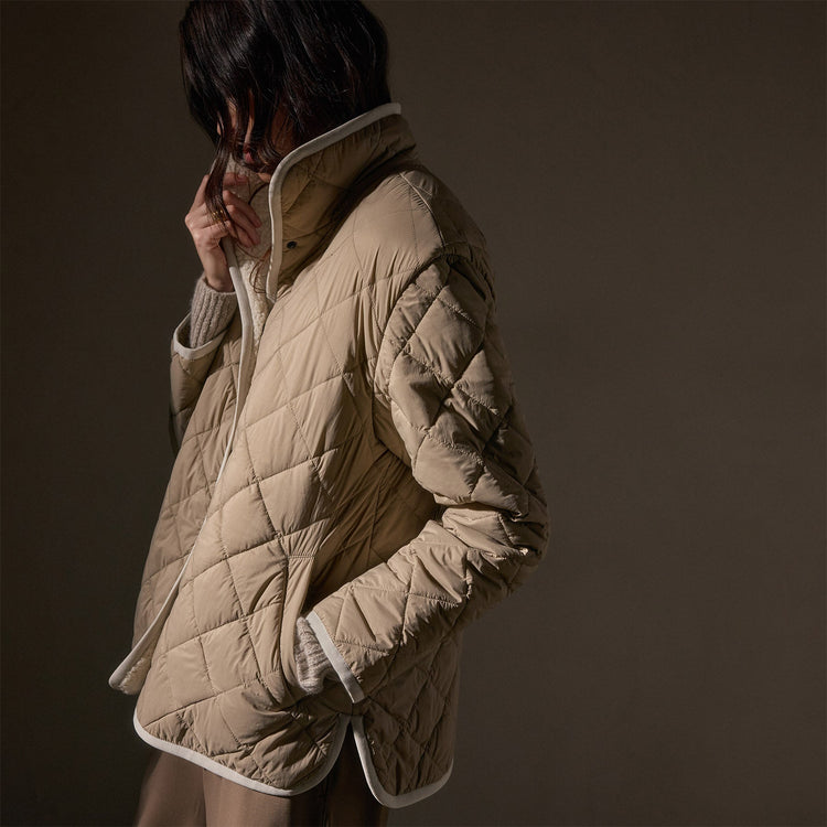 Sherpa Lined Insulated Snap Front Jacket  in Light Tan/Natural | James Perse Los Angeles