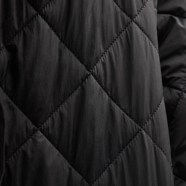 Long Nylon Quilted Coat in Black/Ivory | James Perse Los Angeles FLAT