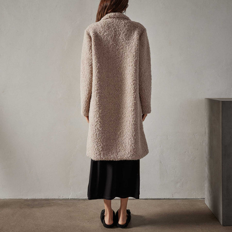 Sherpa Funnel Neck Coat in Nude | James Perse Los Angeles