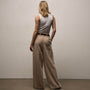 Wool Cashmere Blend Pleated Trouser in Coffee | James Perse Los Angeles