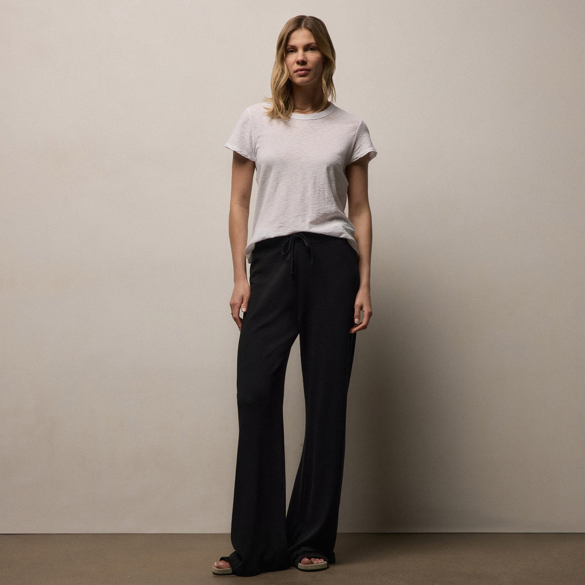 Vintage French Terry Wide Leg Sweatpant - Black