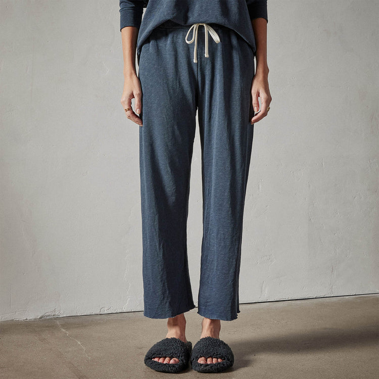 Vintage French Terry Cutoff Sweatpant in Blue Oil Pigment | James Perse Los Angeles