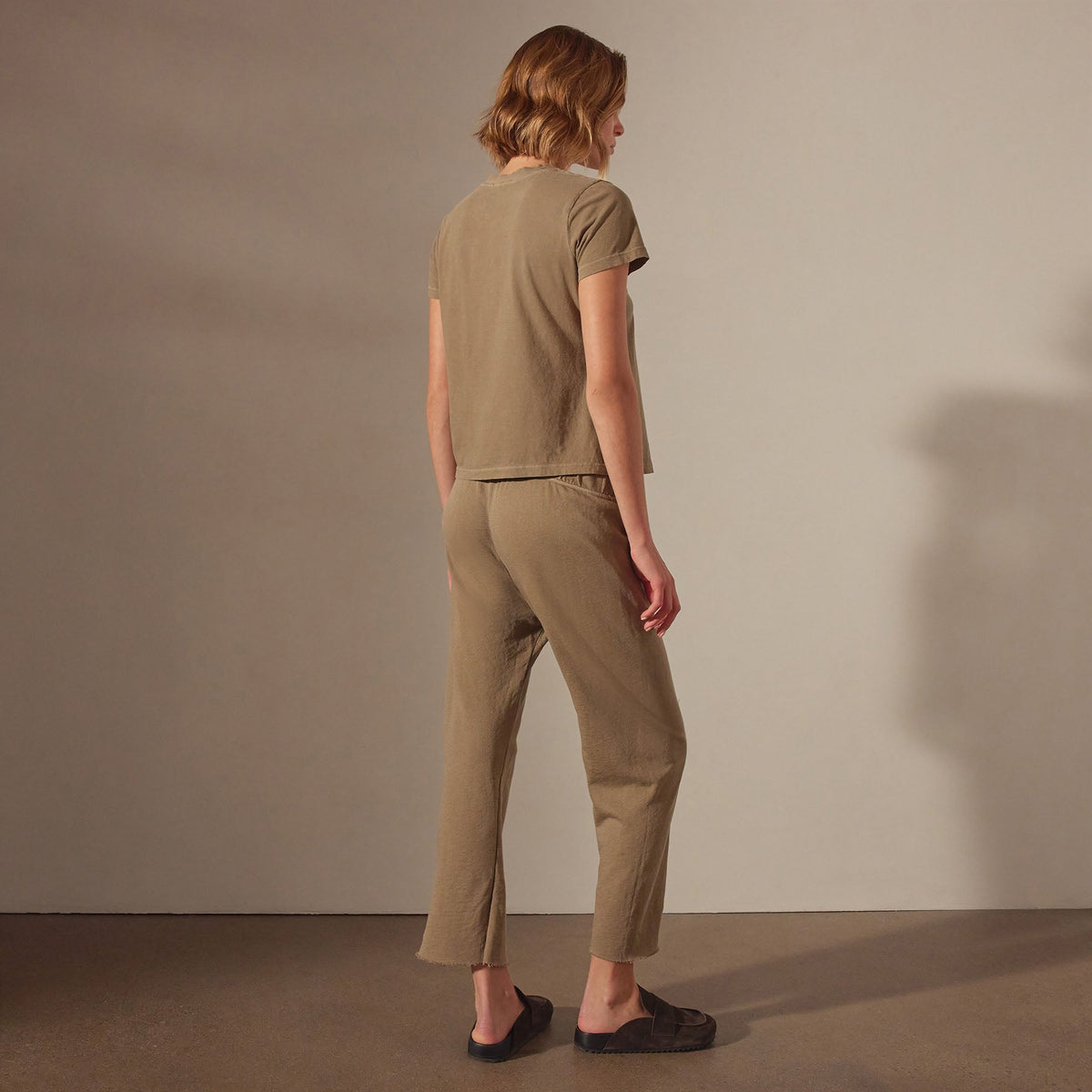Vintage French Terry Cutoff Sweatpant in Cashew Pigment | James Perse Los Angeles