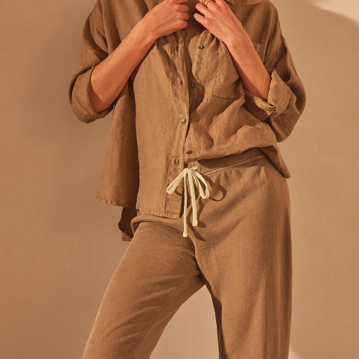 Vintage French Terry Cutoff Sweatpant in Cashew Pigment | James Perse Los Angeles