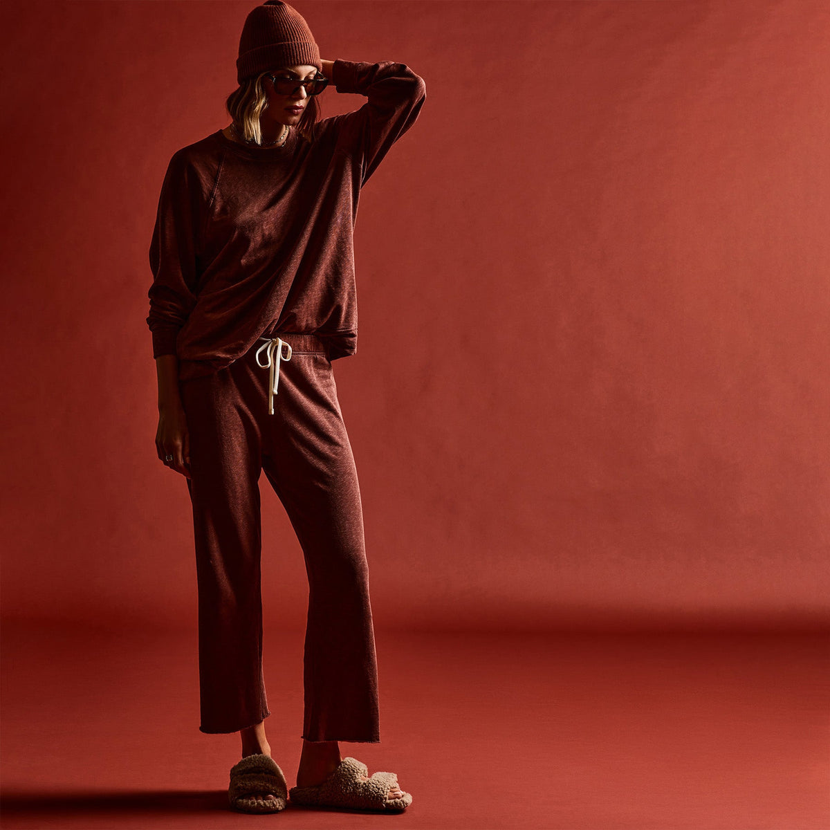 Vintage French Terry Cutoff Sweatpant in Goji Pigment | James Perse Los Angeles