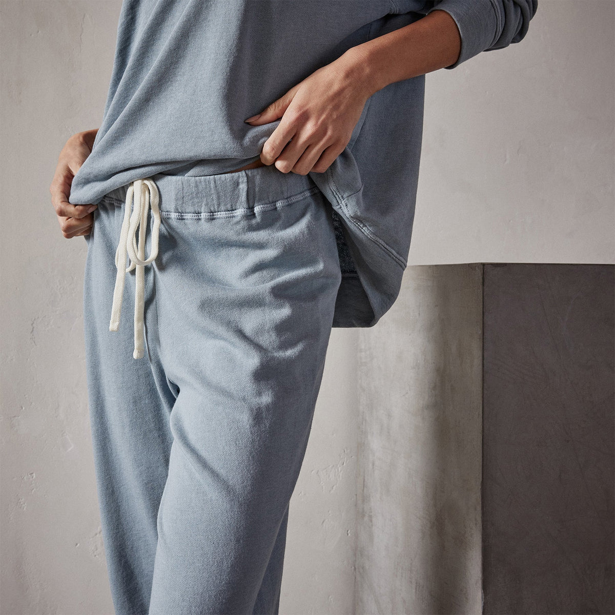 Vintage French Terry Cutoff Sweatpant in Ocean Mist Pigment | James Perse Los Angeles