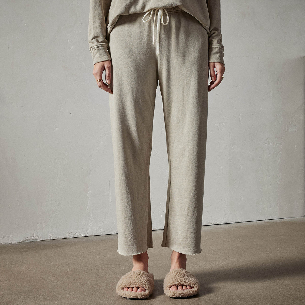 Vintage French Terry Cutoff Sweatpant in String Pigment | James Perse Los Angeles