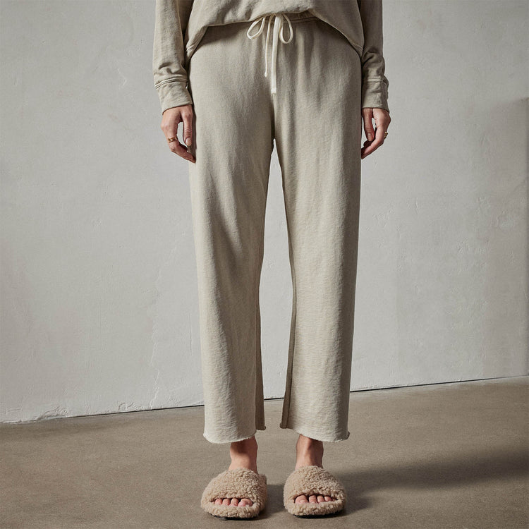 Vintage French Terry Cutoff Sweatpant in String Pigment | James Perse Los Angeles