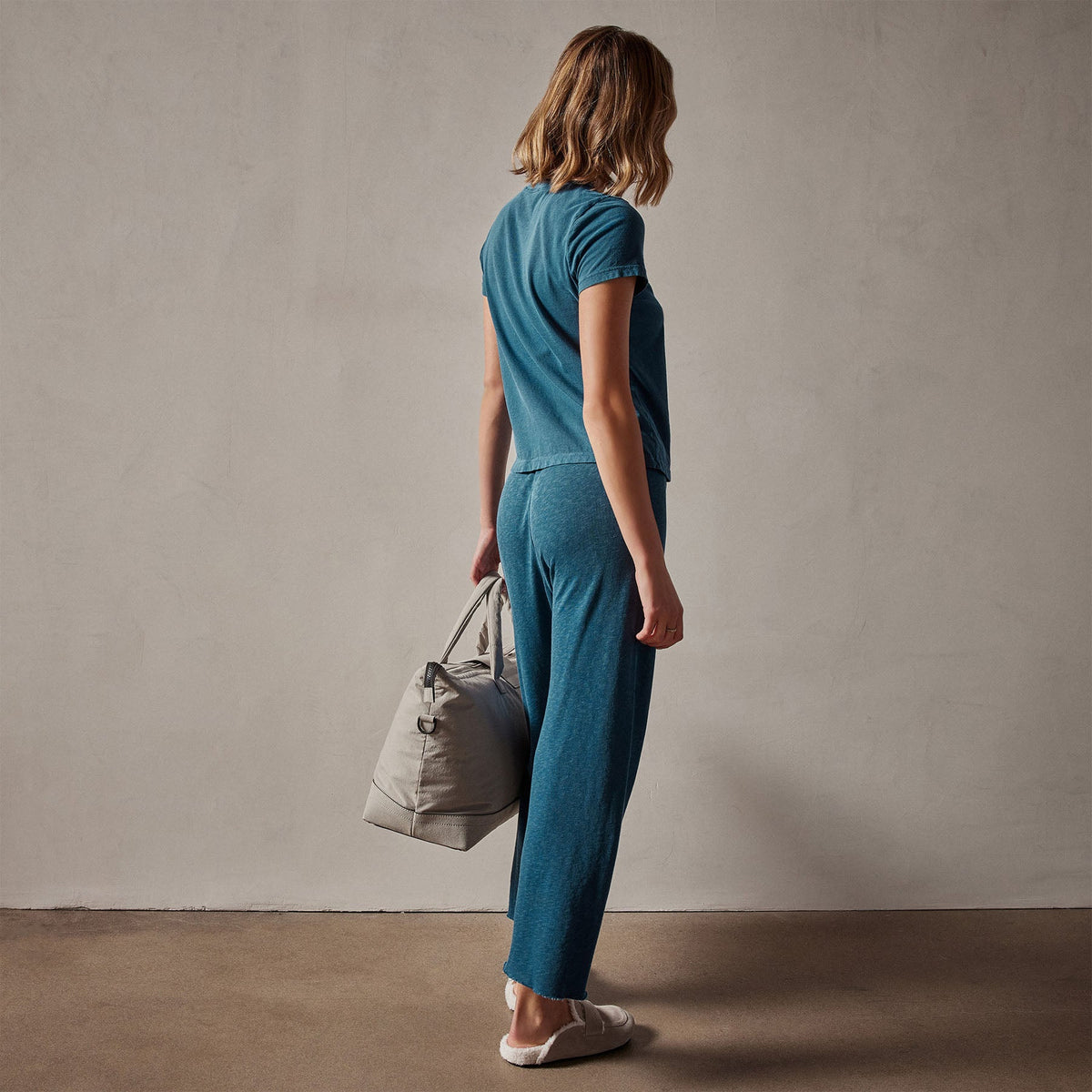 Vintage French Terry Cutoff Sweatpant in Teal Pigment | James Perse Los Angeles