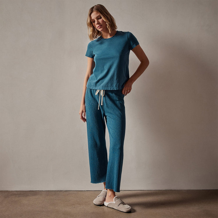 Vintage French Terry Cutoff Sweatpant in Teal Pigment | James Perse Los Angeles