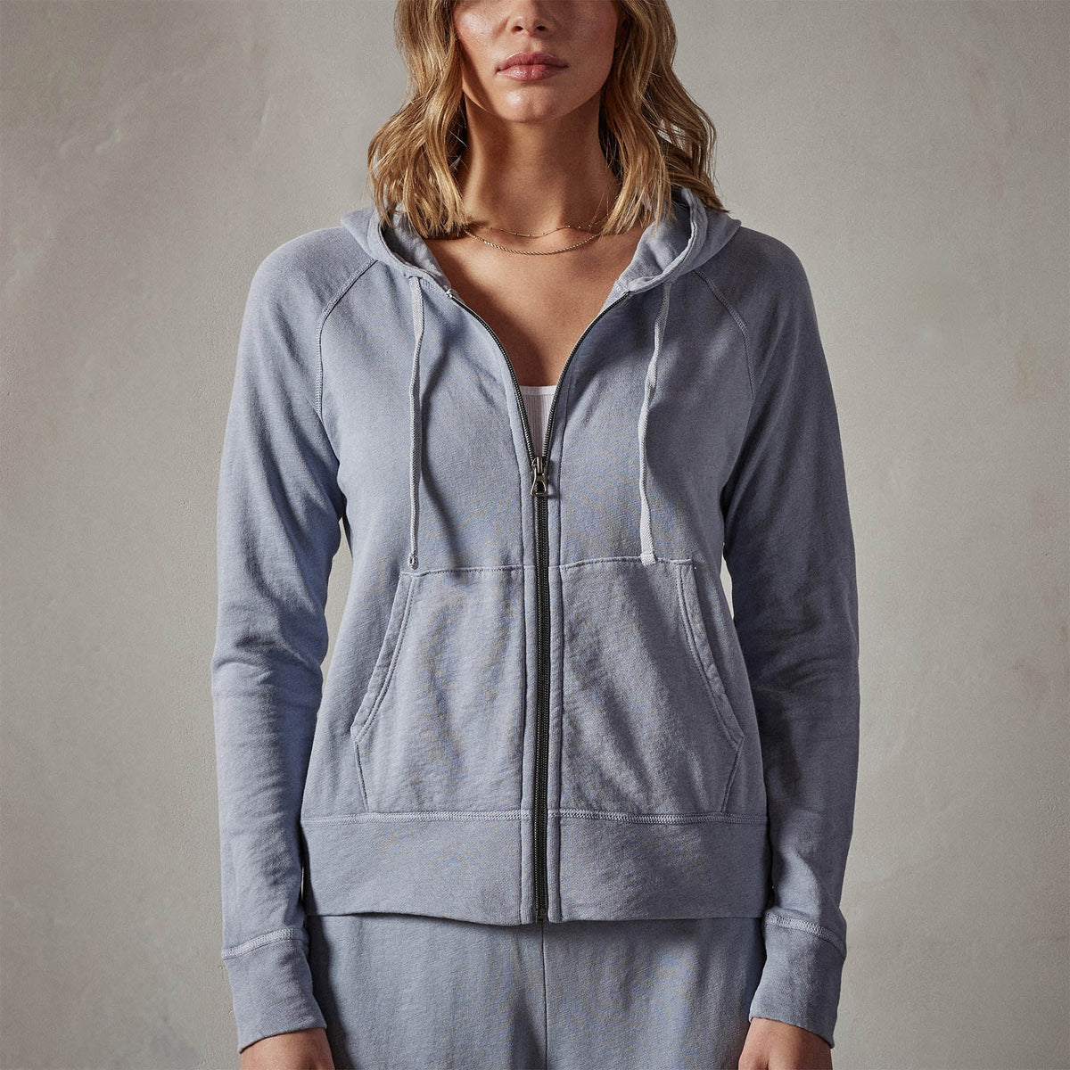 Vintage French Terry Zip Up Hoody in Aura Pigment | James Perse Los Angeles 