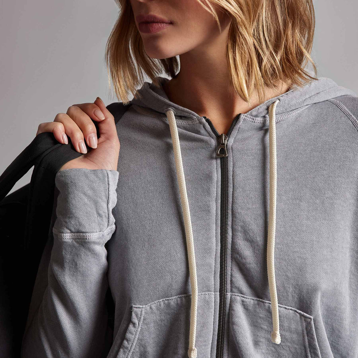 Vintage French Terry Zip Up Hoodie in Breeze Pigment | James Perse Los Angeles