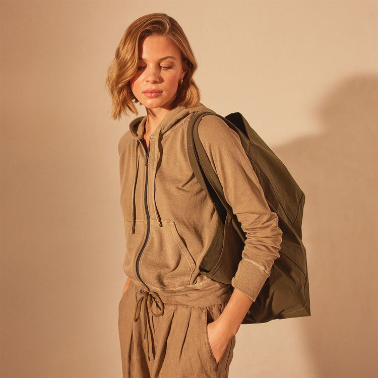 Vintage French Terry Zip Up Hoodie in Cashew Pigment | James Perse Los Angeles