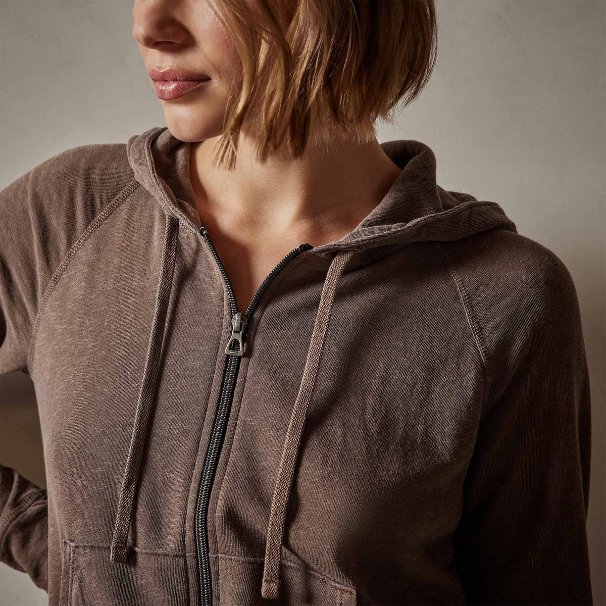Vintage French Terry Zip Up Hoodie in Fox Pigment | James Perse Los Angeles