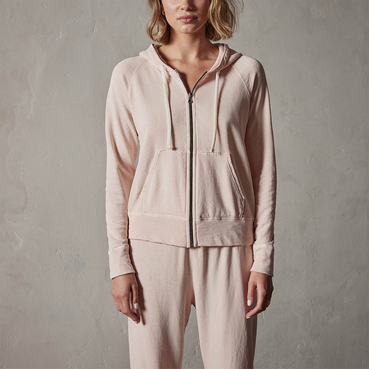 Vintage French Terry Zip Up Hoody in Nougat Pigment | James Perse Los Angeles
