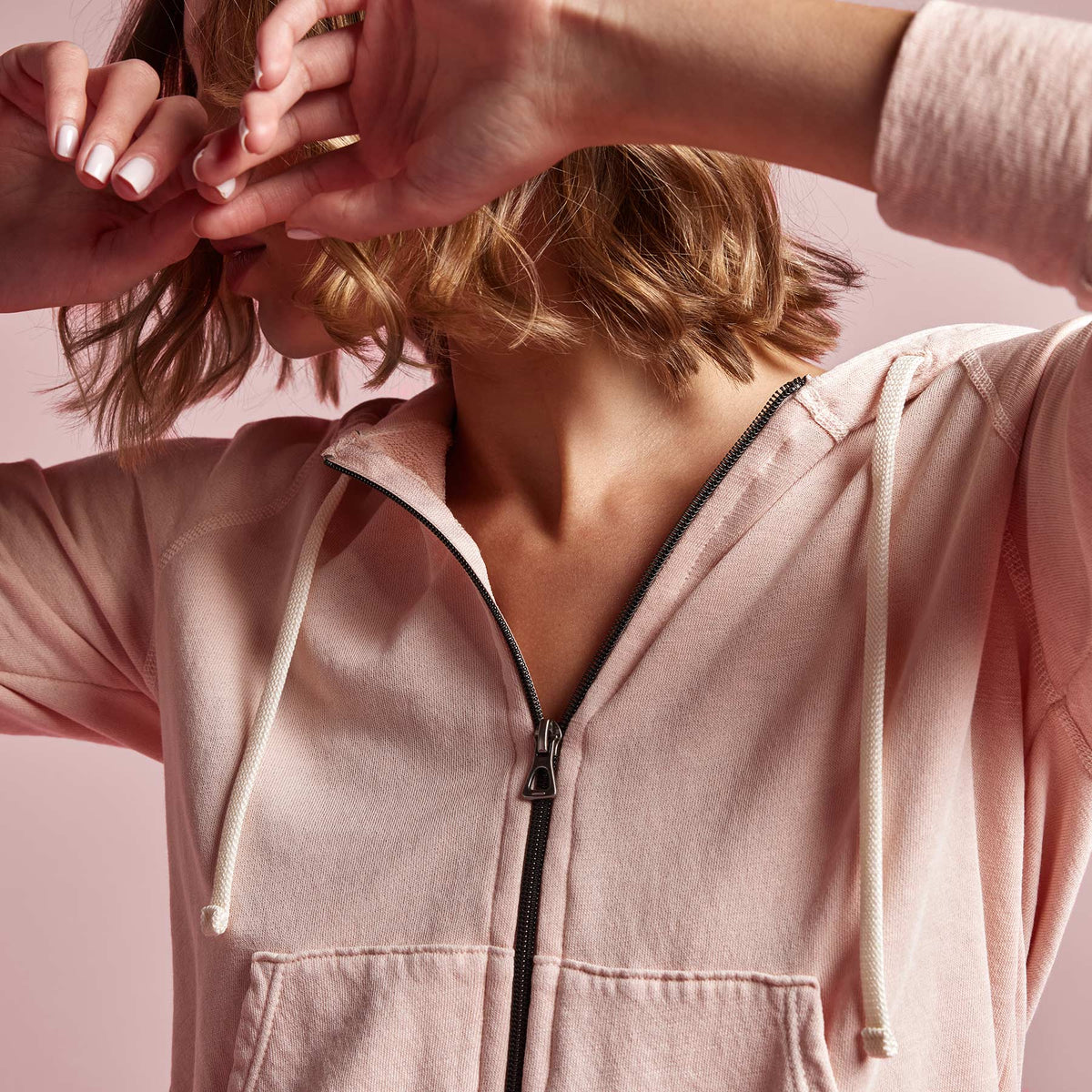Vintage French Terry Zip Up Hoody in Nougat Pigment | James Perse Los Angeles