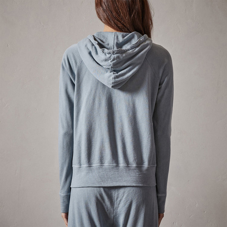 Vintage French Terry Zip Up Hoodie in Ocean Mist Pigment | James Perse Los Angeles