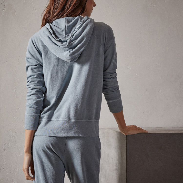 Vintage French Terry Zip Up Hoodie in Ocean Mist Pigment | James Perse Los Angeles