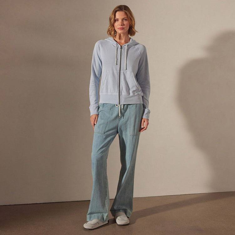 Vintage French Terry Zip Up Hoodie in Open Sky Pigment | James Perse Los Angeles