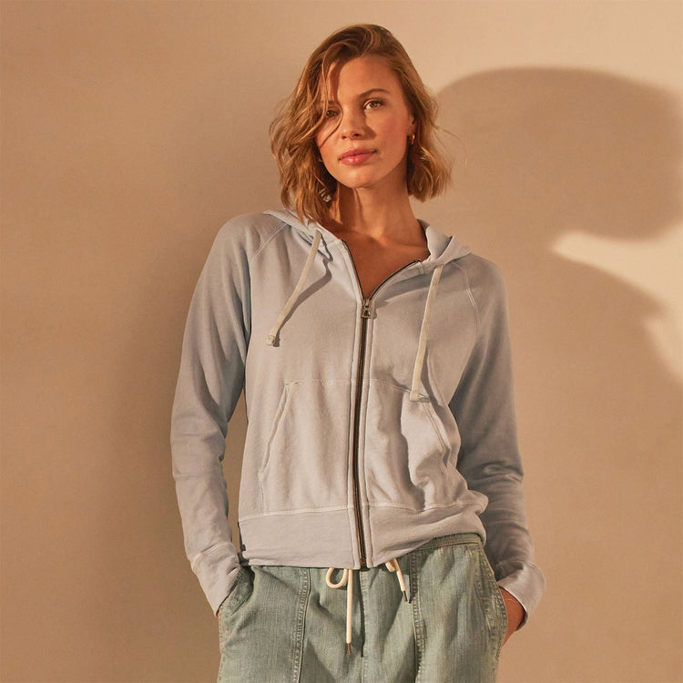 Vintage French Terry Zip Up Hoodie in Open Sky Pigment | James Perse Los Angeles