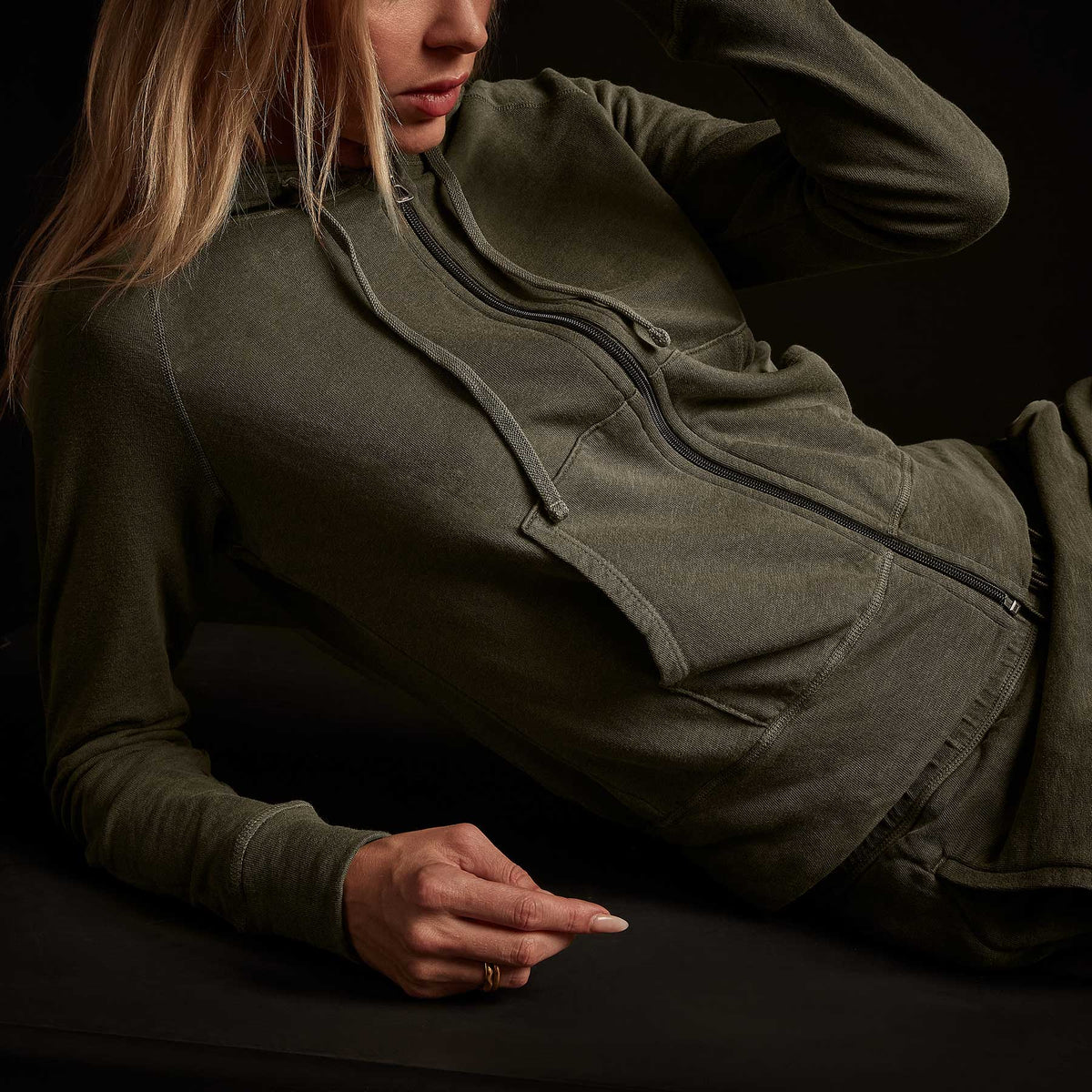 Vintage French Terry Zip Up Hoody in Old Whiskey Pigment | James Perse Los Angeles