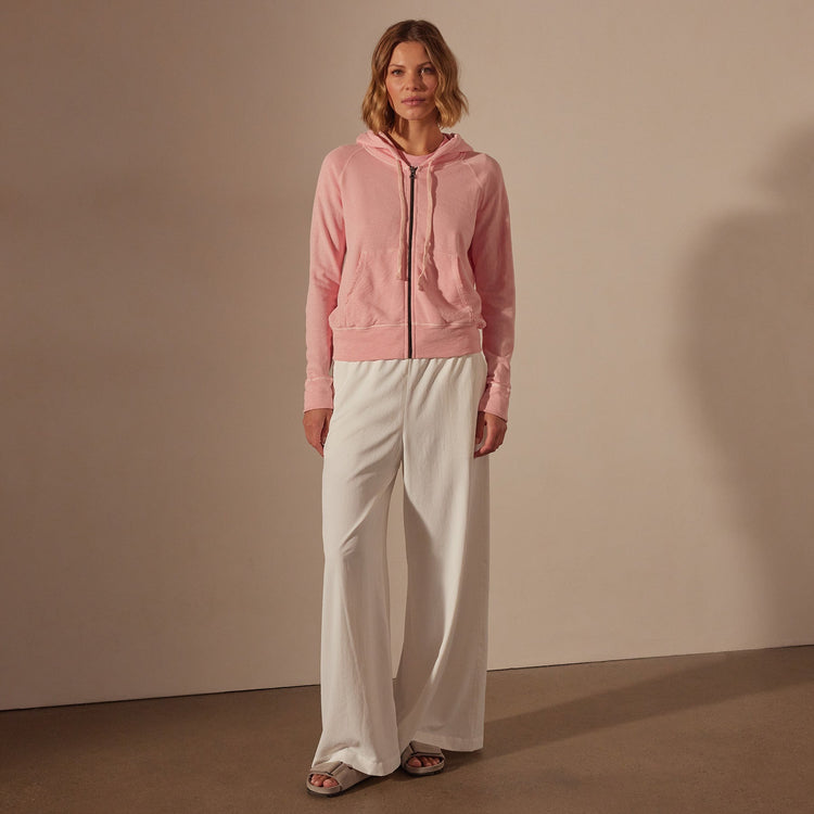 Vintage French Terry Zip Up Hoodie in Peony Pigment | James Perse Los Angeles