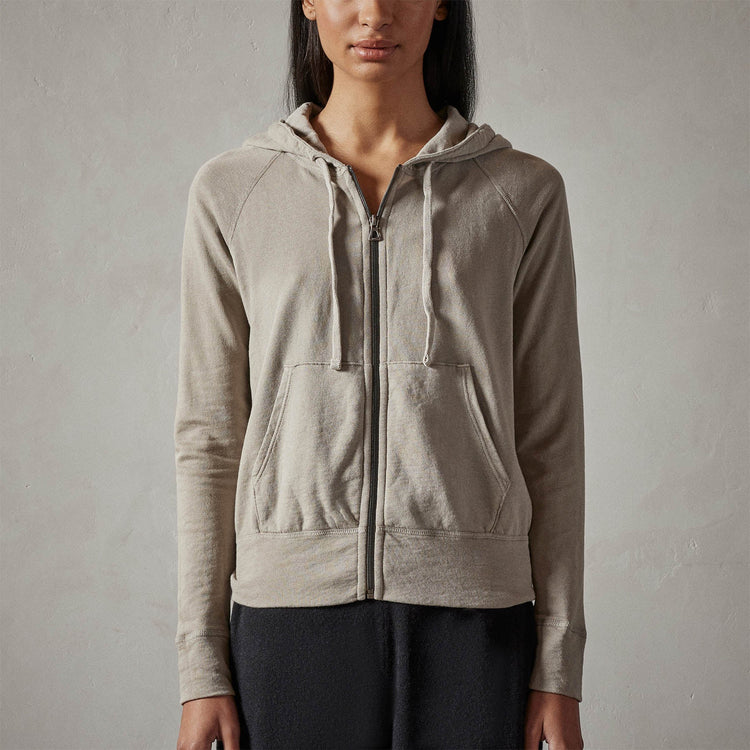 Vintage French Terry Zip Up Hoodie in String Pigment | James Perse Los Angeles