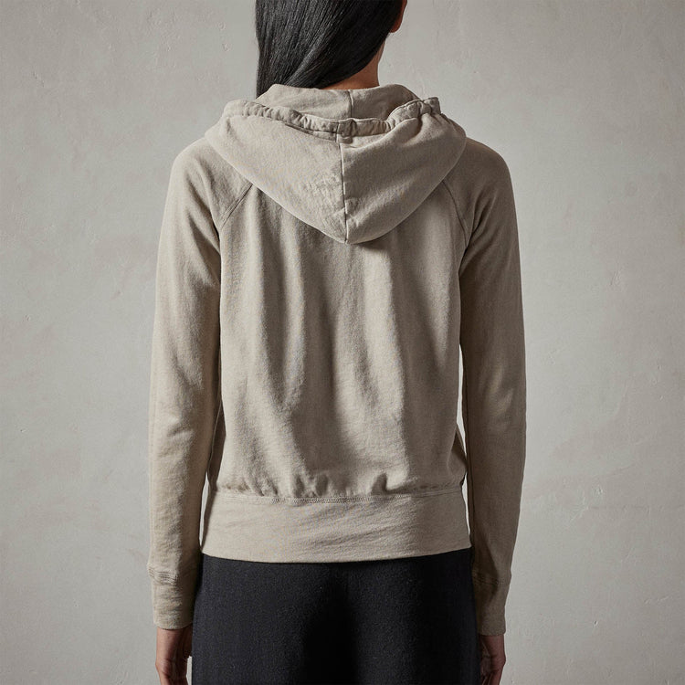 Vintage French Terry Zip Up Hoodie in String Pigment | James Perse Los Angeles