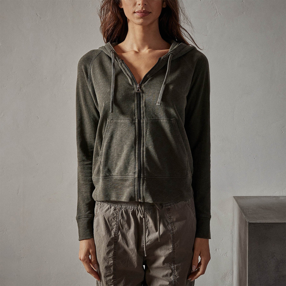 Vintage French Terry Zip Up Hoodie in Tent Pigment | James Perse Los Angeles