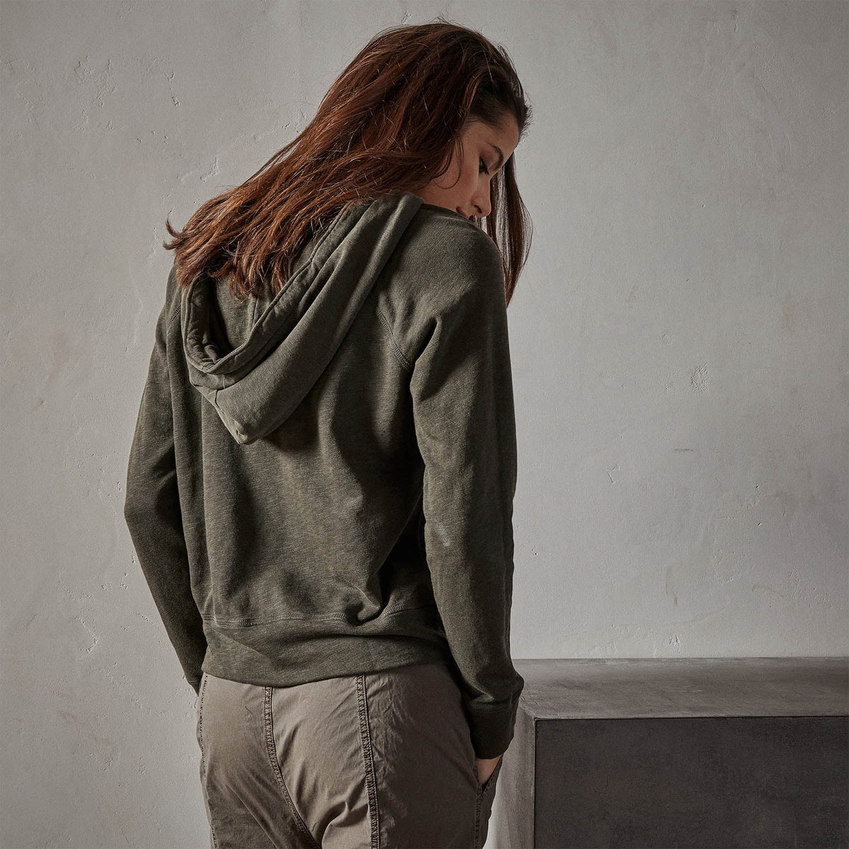 Vintage French Terry Zip Up Hoodie in Tent Pigment | James Perse Los Angeles