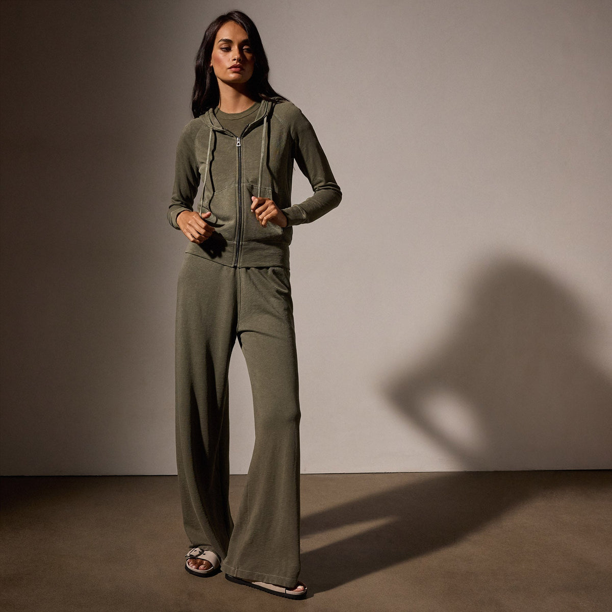 Vintage French Terry Zip Up Hoodie in Trooper Pigment | James Perse Los Angeles
