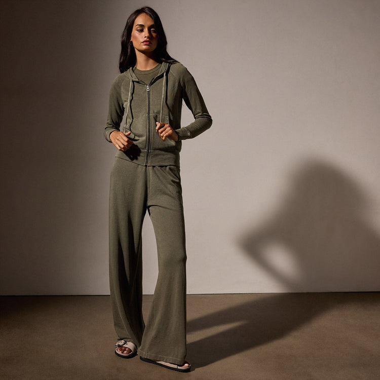 Vintage French Terry Zip Up Hoodie in Trooper Pigment | James Perse Los Angeles