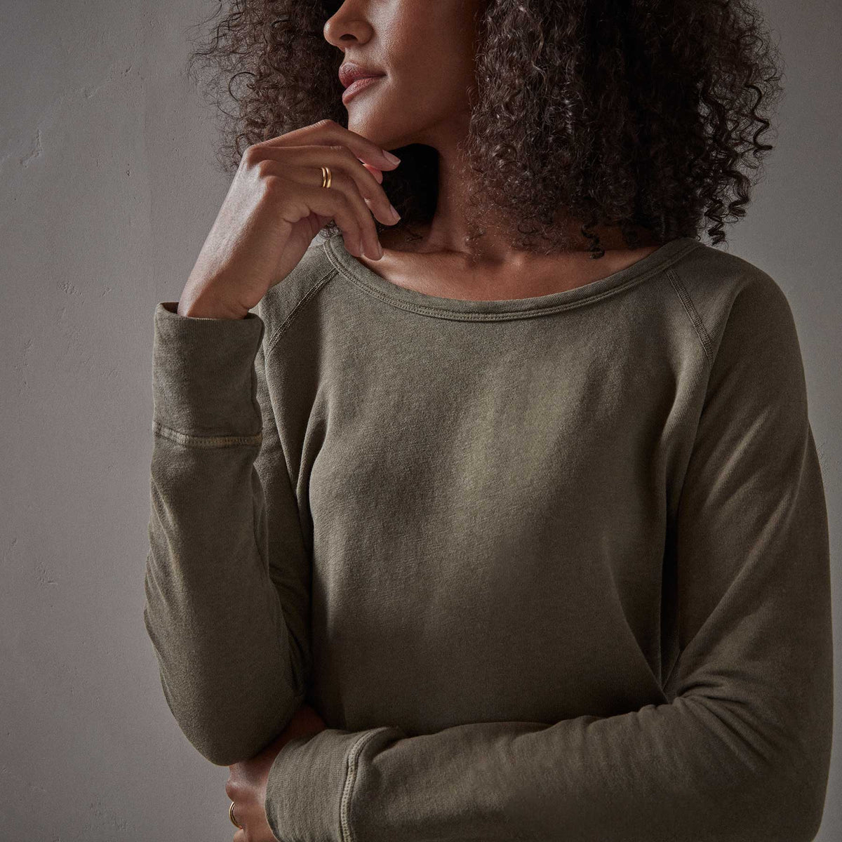 Vintage French Terry Sweatshirt - Old Whiskey Pigment | James Perse Los Angeles