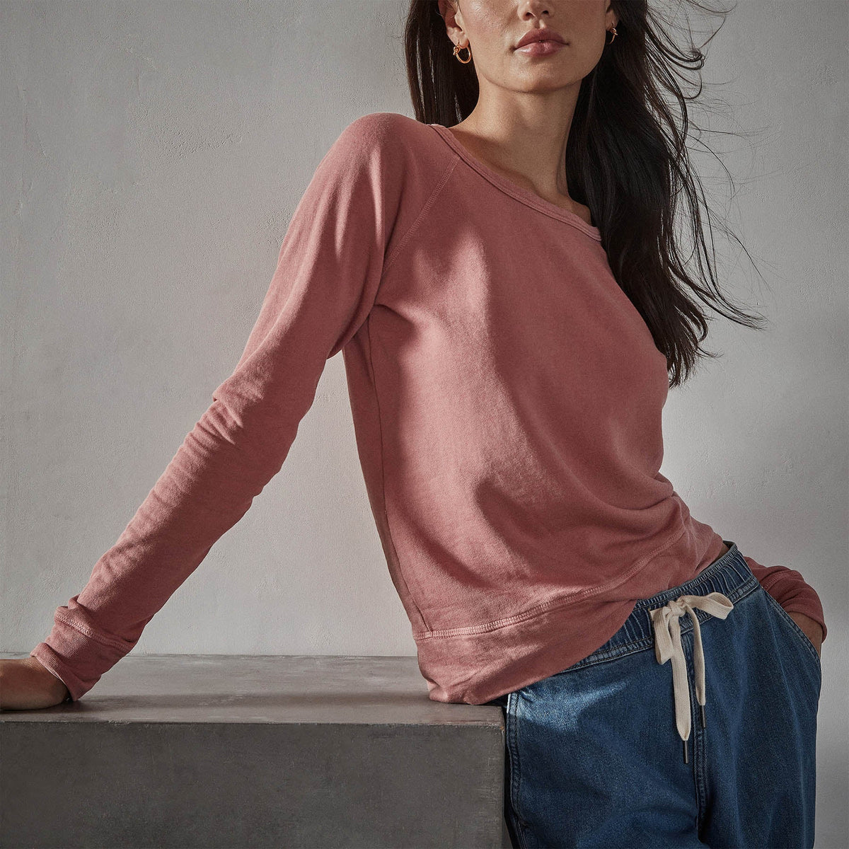 Vintage French Terry Sweatshirt in Strawberry Pigment | James Perse Los Angeles