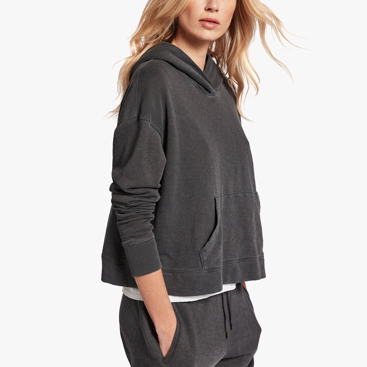Vintage Fleece Cropped Hoodie In Asphalt Pigment | James Perse Los Angeles