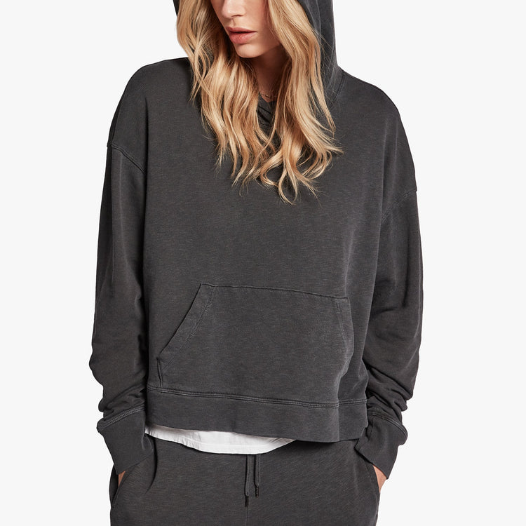 Vintage Fleece Cropped Hoodie In Asphalt Pigment | James Perse Los Angeles
