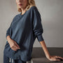 Vintage French Terry Relaxed Sweatshirt in Blue Oil Pigment | James Perse Los Angeles 