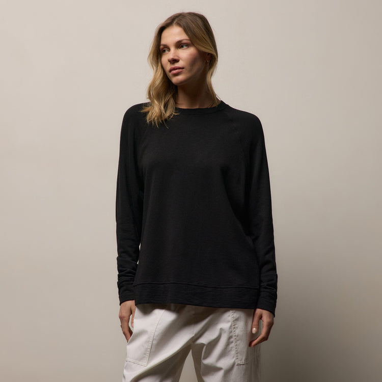 Vintage French Terry Relaxed Sweatshirt - Black
