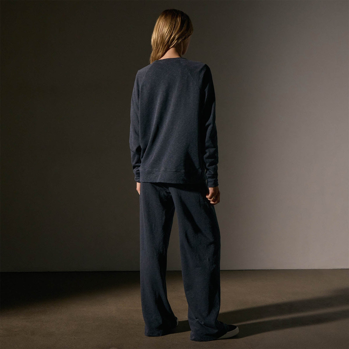 Vintage French Terry Relaxed Sweatshirt  in Blue Noir Pigment | James Perse Los Angeles