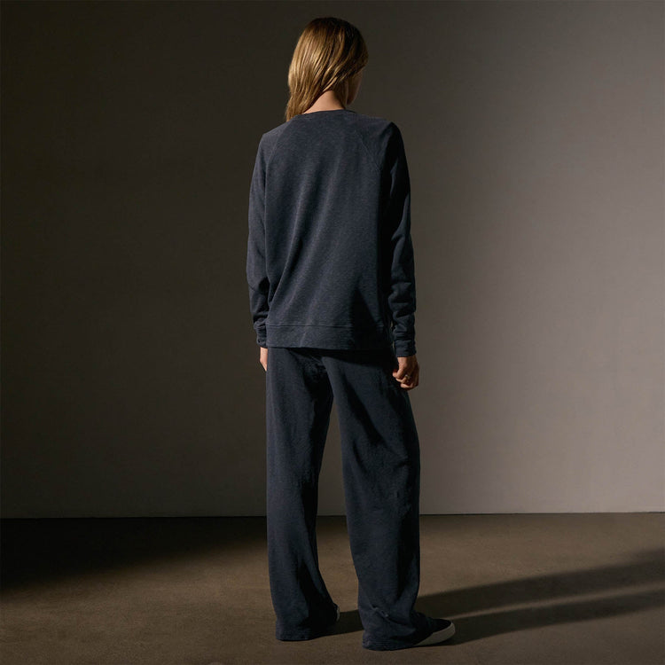 Vintage French Terry Relaxed Sweatshirt  in Blue Noir Pigment | James Perse Los Angeles