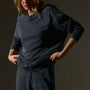Vintage French Terry Relaxed Sweatshirt  in Blue Noir Pigment | James Perse Los Angeles