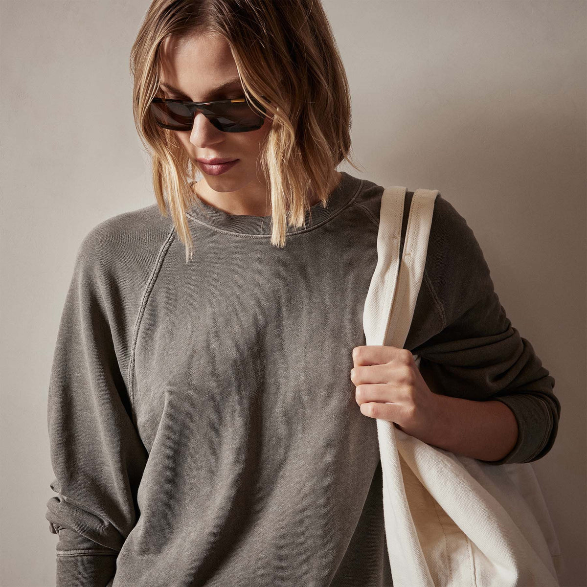 Vintage French Terry Relaxed Sweatshirt in Burro Pigment | James Perse Los Angeles