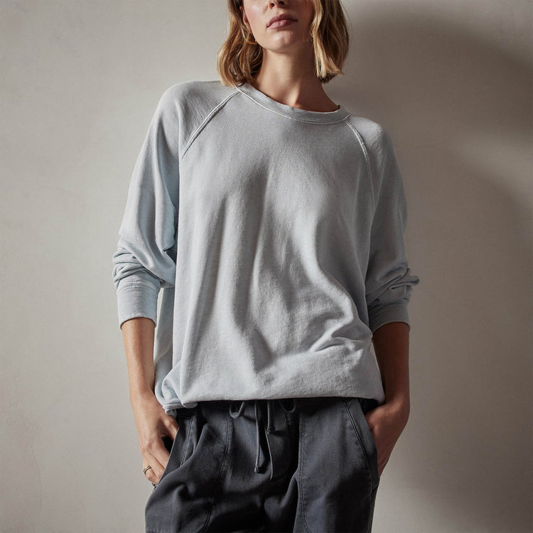 Vintage French Terry Relaxed Sweatshirt in Baby Blue Pigment | James Perse Los Angeles
