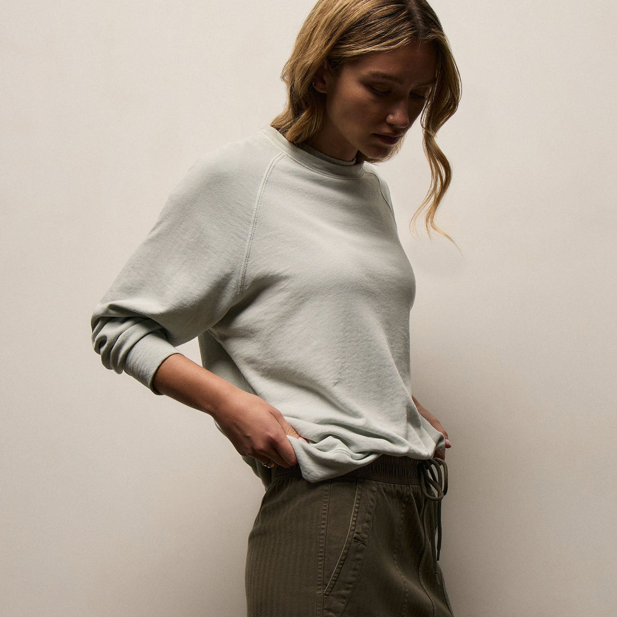 Vintage French Terry Relaxed Sweatshirt in Celery Pigment | James Perse Los Angeles