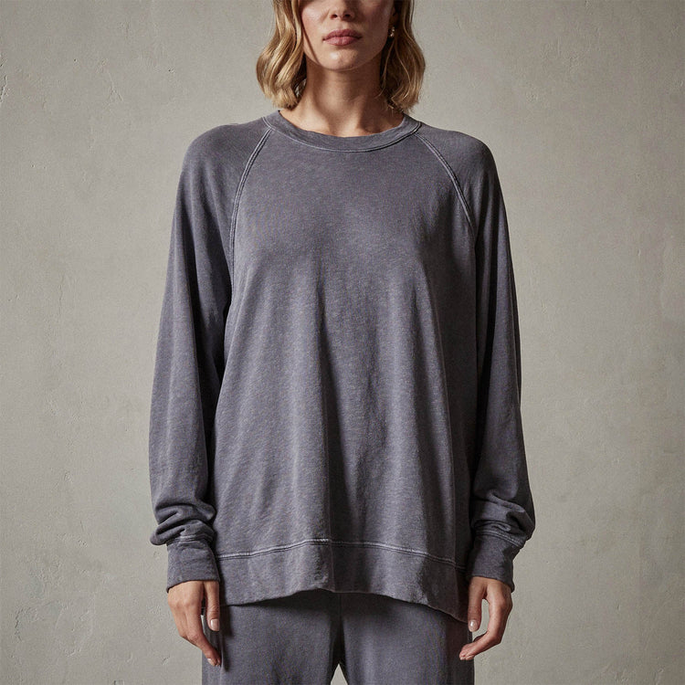 Vintage French Terry Relaxed Sweatshirt in Flannel Pigment | James Perse Los Angeles
