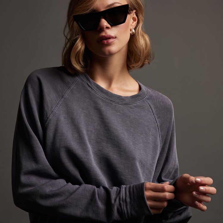 Vintage French Terry Relaxed Sweatshirt in Flannel Pigment | James Perse Los Angeles