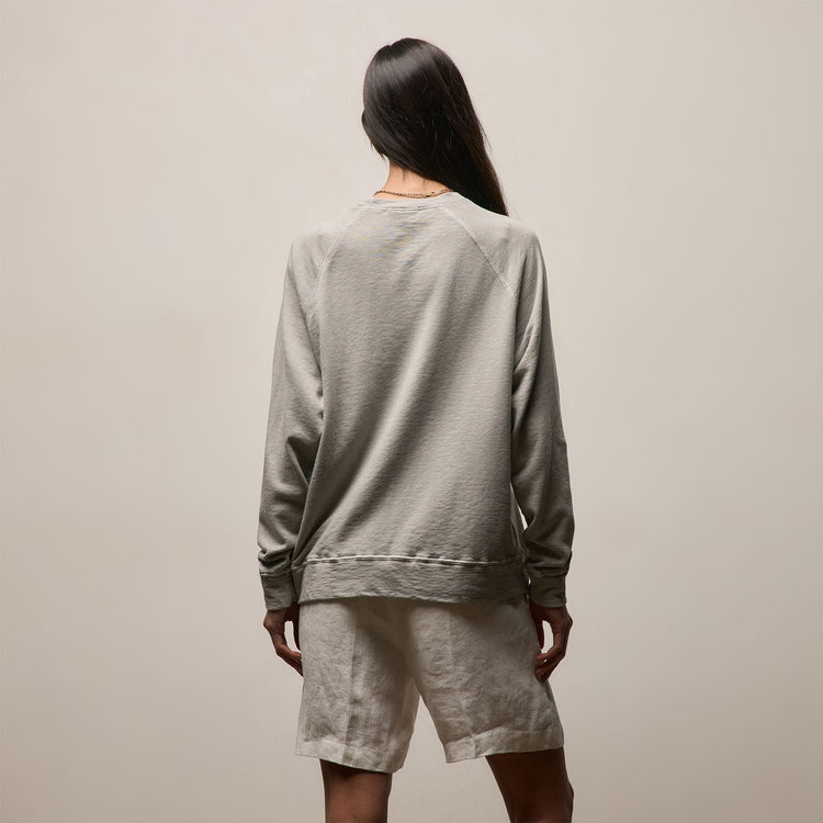 Vintage French Terry Relaxed Sweatshirt in Fog Pigment | James Perse Los Angeles
